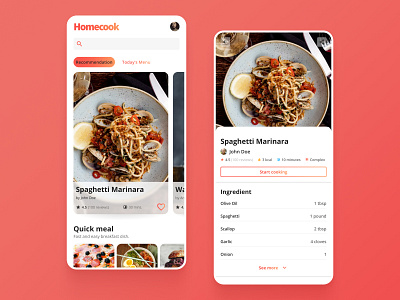 Cooking Recipe Mobile App app cooking design dish food mobile app recipe ui ux