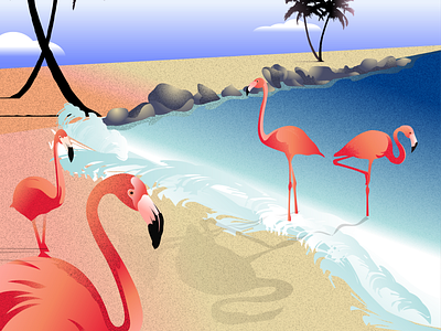 4 FLAMINGOS 2d 2d illustration adobe illustrator adobe photoshop animation art artwork design digital art flat flat design flat illustration grain graphic design illustration illustrator art noise simple texture vector