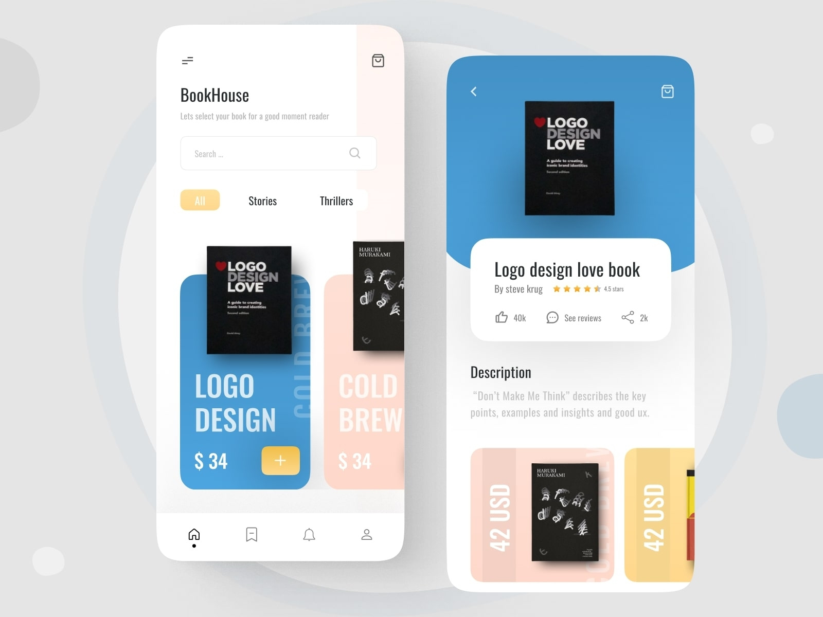 E-book library app ui by Keerthi on Dribbble