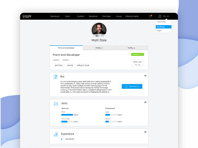Profile Page typography ui user experience user interface ux