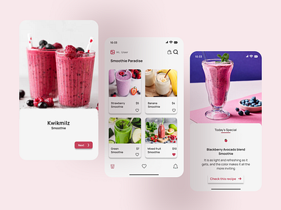 Kwikmilz Smoothie Store branding figma ui