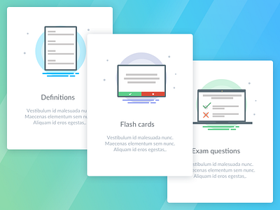 Study material cards cards features gradient school study vibrant
