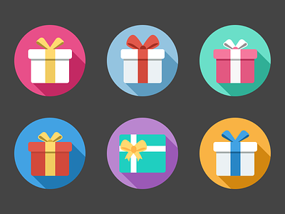 Flat gift Icons birthday bright flat gift holiday icons present vibrant