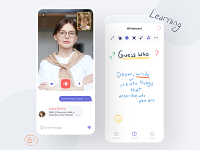 Online Learning - App app call chat course education english english school language app learning learning app learning platform lessons minimal mobile online student teacher tools video call whiteboard