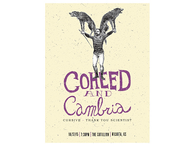 Coheed and Cambria Gigposter coheed and cambria cursive gigposter hand drawn type hand lettering thank you scientist wichita