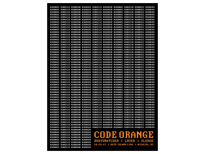 Code Orange Gigposter binary code orange gigposter hardcore kansas metal poster punk wichita