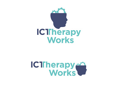 ICT Therapy Works Logo branding cog cogs gotham ict logo mental health therapy wichita