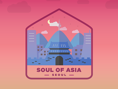 Soul of Asia badge icon illustration korea korean seoul soul of asia south korea vector