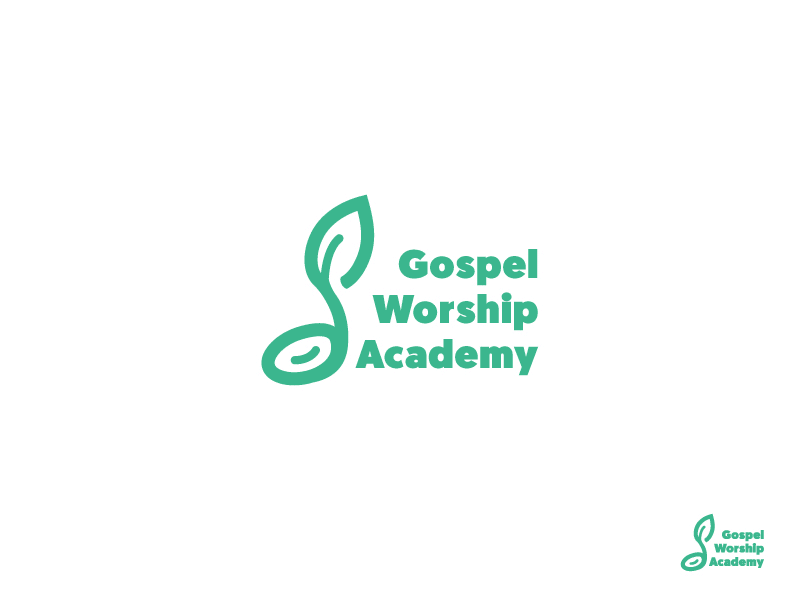 Gospel Worship Academy academy design disciples enthusiasm gospel jesus leaf logo musical note seed worship