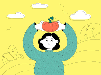 Autumn 🍂 autumn character character design colorful cute design flat flat illustration funny girl happiness illustration illustration2d line art minimal minimal art pumpkin vector