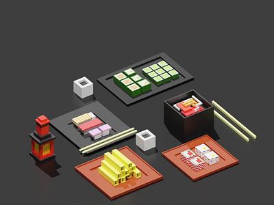 3D Chinese food 3dmodel blender blender3d blendercommunity blendercommunityindia chinese cycles food lowpoly lowpolyart lowpolydesign lowpolygang polygonrunway render sushi