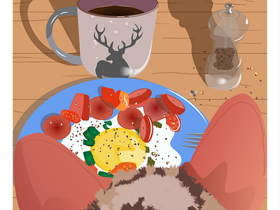 breakfast with cat design illustration vector киса кот
