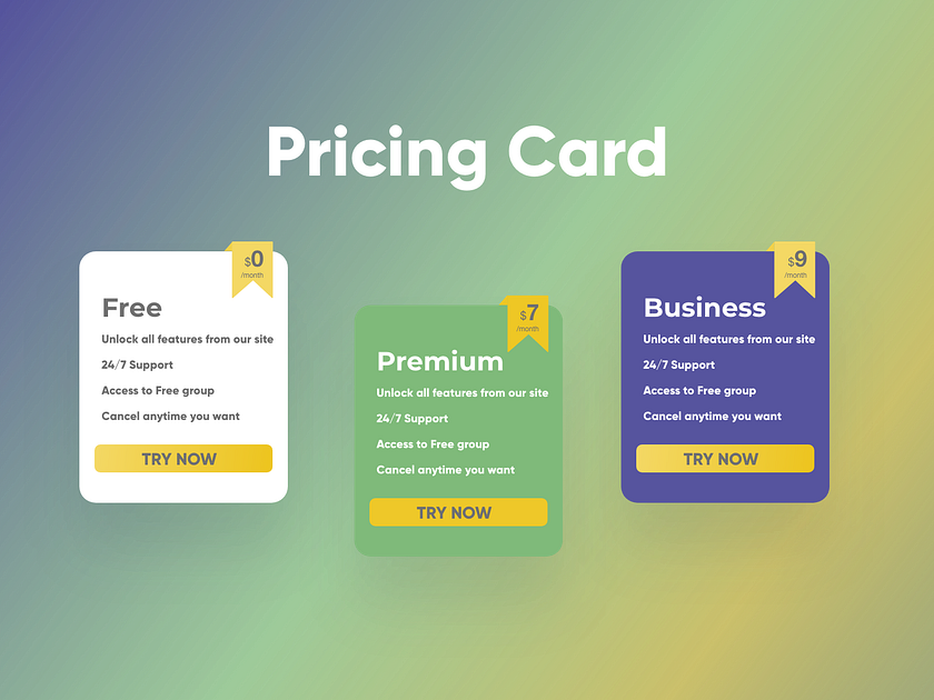 Pricing Card designs, themes, templates and downloadable graphic ...