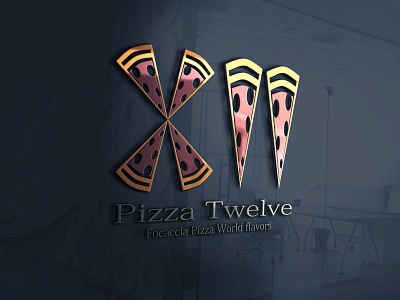 pizza 12 design illustration logo