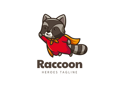 Raccoon Logo animals baby animal design fly hero heroes logo mascot raccoon superhero