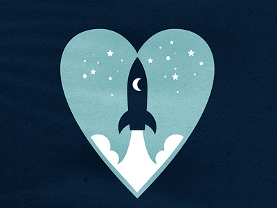 Daily Logo Challenge Day 7: Rocket branding daily logo challenge heart icon illustration logo rocket space web