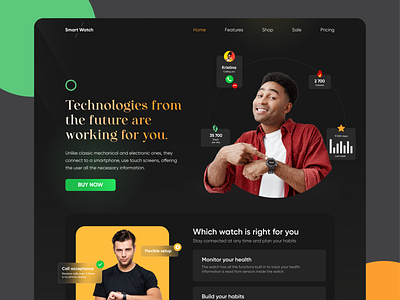 Landing page for selling smart watches design interface typography ux ui design web design