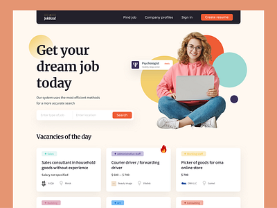 Job Search Platform👌 figma interface nice colors typography ux ui design web design web site