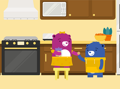 Ositos 2d animation bear cockies flat illustration kitchen vector