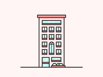 Building apartment building flat house illustration pink stroke