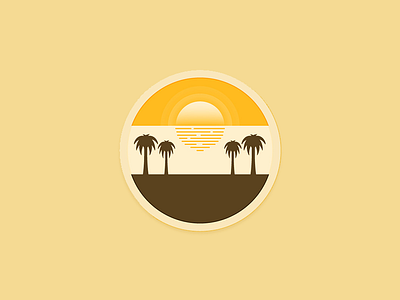 Sunset badge illustration material design strokes sun sunset
