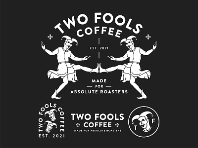 Two Fools Coffee branding design graphic design hand drawn identity illustration label lockup logo logomark mark packaging sans serif type typography vector