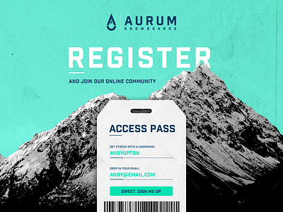 001 Daily UI - Sign Up aurum daily ui lift pass mountain register sign up snowboard snowboarding ui ui design ux design web design