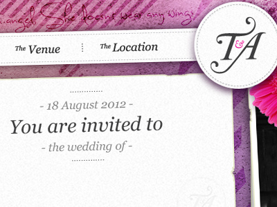 Wedding Website Sneak Peek navigation photoshop textures website wedding