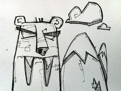 Sabre-bear Sketch hand drawn illustration paper pen