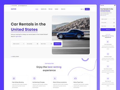 Car Rental - Landing Page Concept booking a car car car rental landing page ui ux uidesign vehicle web design