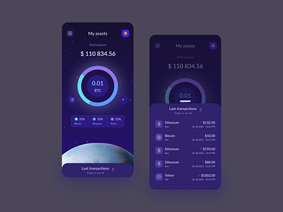Crypto currency wallet crypto currency mobile planet ui uicrypto uidesign uidesigner uiux wallet