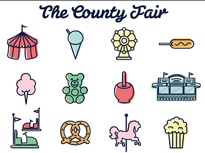 The County Fair color fair food fun icons offset summer