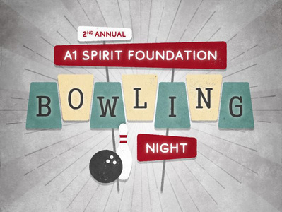 2nd Annual Bowling Night bowling design logo neon retro