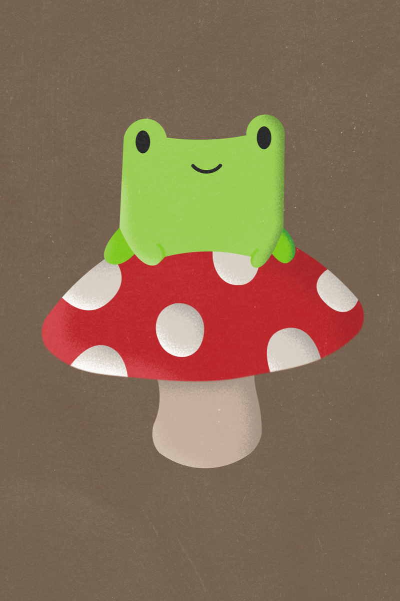 frog on a mushroom