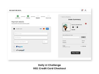 Daily UI 002: Credit Card Checkout checkout daily ui daily ui challenge figma shopping cart simple ui design website