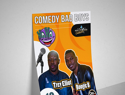 Comedy Bad Boys Movie Poster with Free 3D Mockup 3d mockup branding design flat flyer design illustration illustrator minimal movie poster vector web