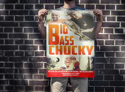 Big Bass Chucky Movie Poster with Free 3D Mockup 3d mockup branding design illustration illustrator minimal movie poster typography vector