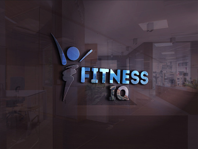 Fitness IQ logo Design with Free 3D Mockup 3d mockup branding design flat illustration illustrator logo minimal typography vector