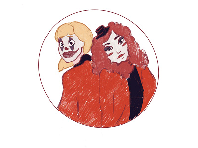 Two friends art artist artwork circle clown design friends fun graphic design illustration minimal procreate