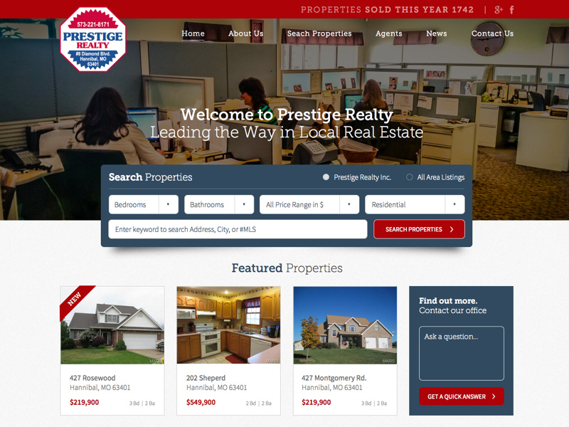 Real estate website responsive design properties homes houses search website realestate real estate