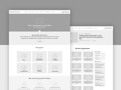 Strive training wireframes