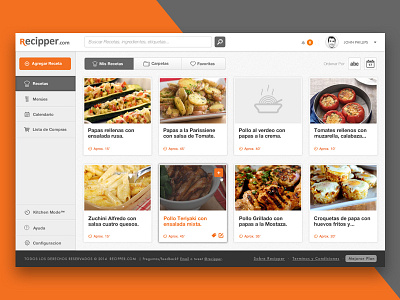 Recipper Dashboard app dashboard design food orange recetas recipe recipper tool ui ux webdesign