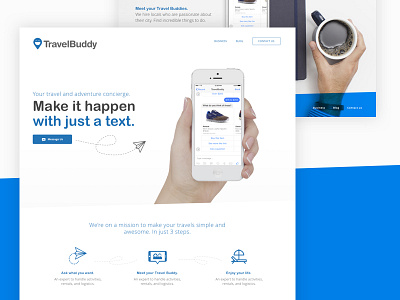 Startup Landing page buddy design landing page startup travel ui ux webdesign website