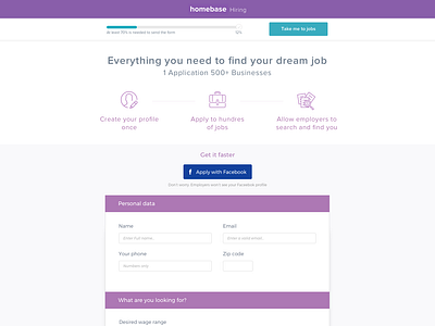 Hiring form by Marcelo Javier Angel for Hakuna on Dribbble