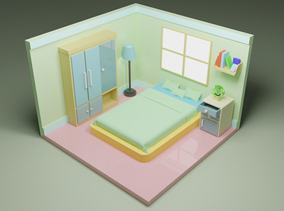 Bed room 3d isometric 3d