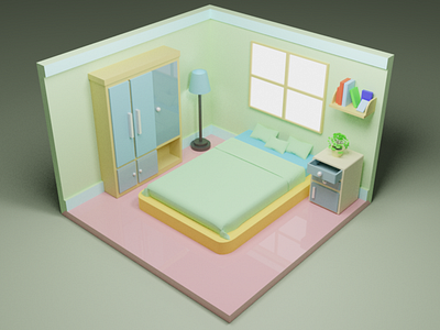 Bed room 3d isometric