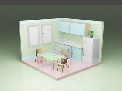 Kitchen 3d isometric 3d graphic design