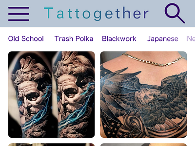 Tattogether Tattoo Results Page app design ux