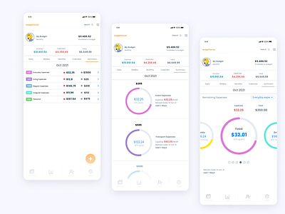 Budget Planner Summary Page app budget planner case study design figma finance financial app personal financial app summary summary page ui ux