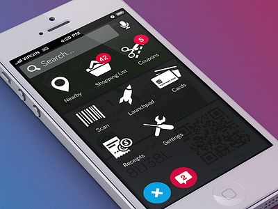 Flat overlay menu app application flat hub icons ios iphone menu mobile overlay ui